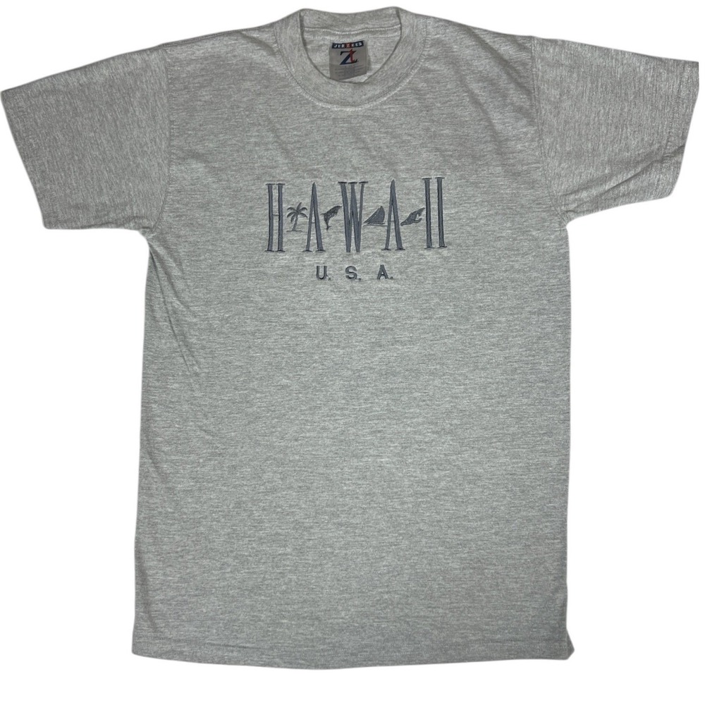 Vintage Jerzees Hawaii T Shirt Mens Small Gray 90s USA Tourist‎ Graphic Tee